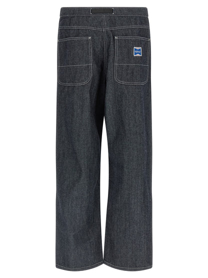 Blue Cotton Straight-Leg Jeans