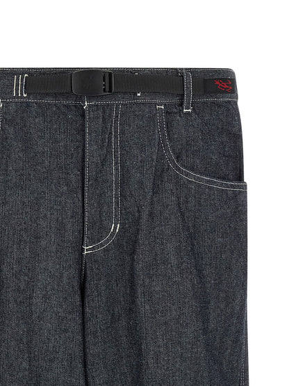 Blue Cotton Straight-Leg Jeans