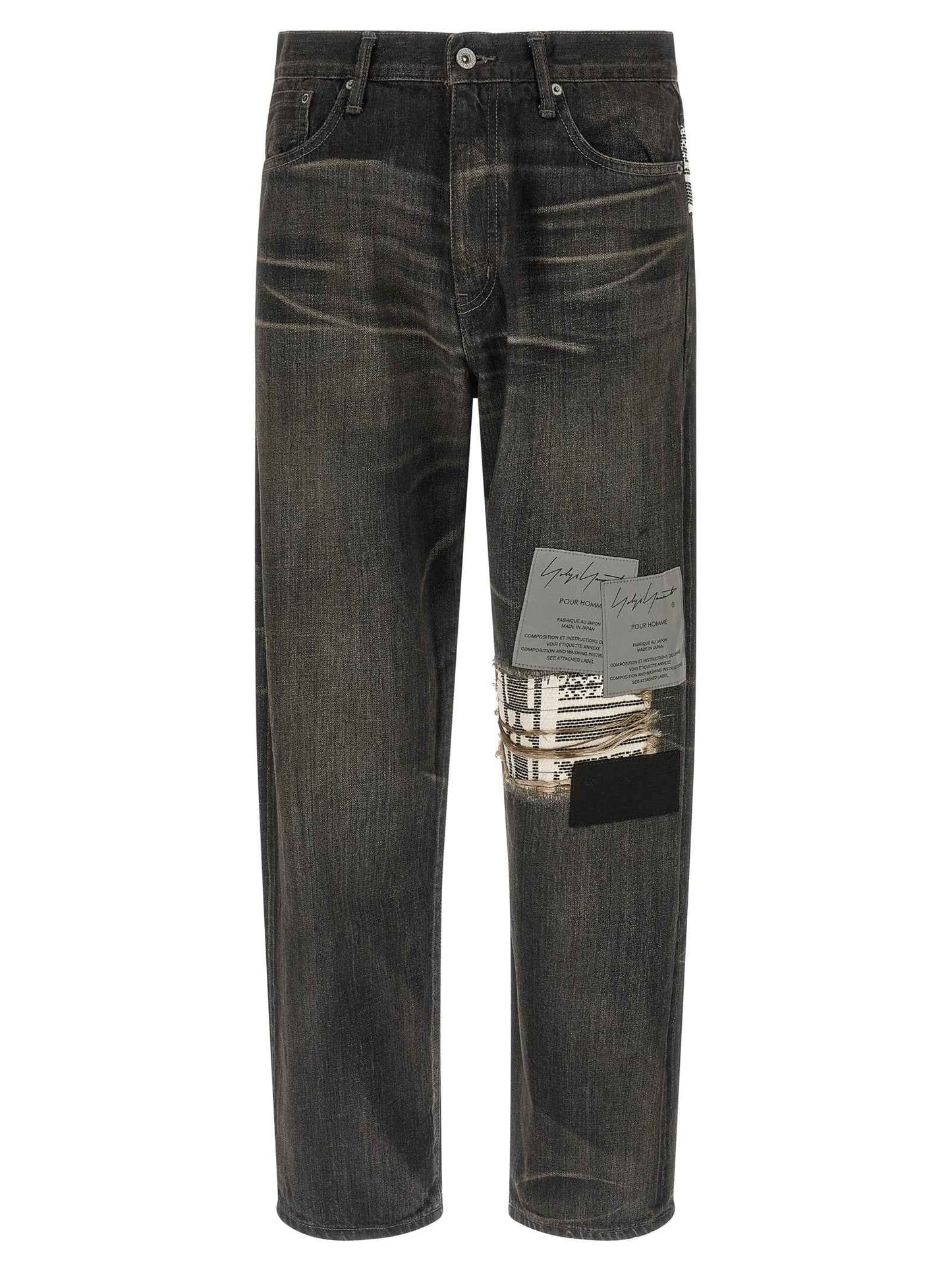 Black Cotton Tapered Jeans