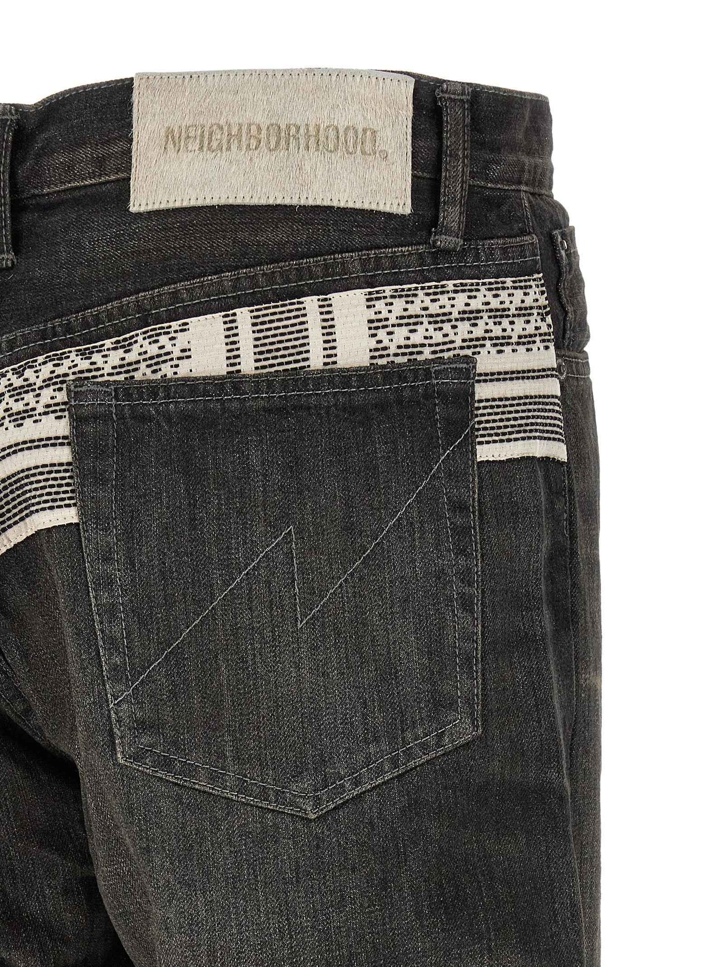 Black Cotton Tapered Jeans