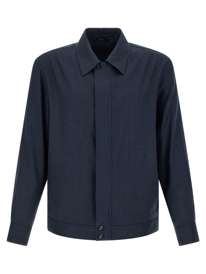 Blue Linen Full-Length Jacket