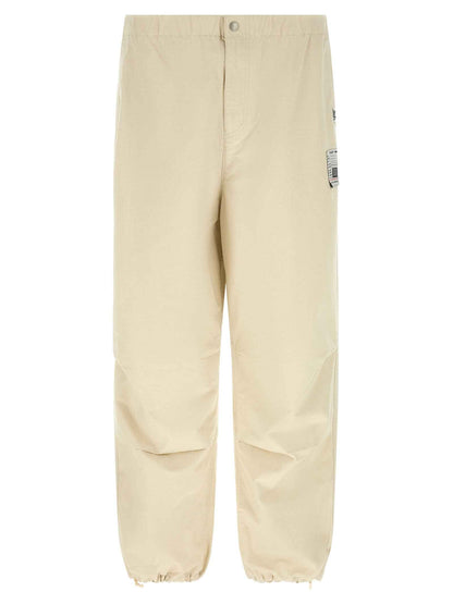 Beige Cotton Athletic Pants