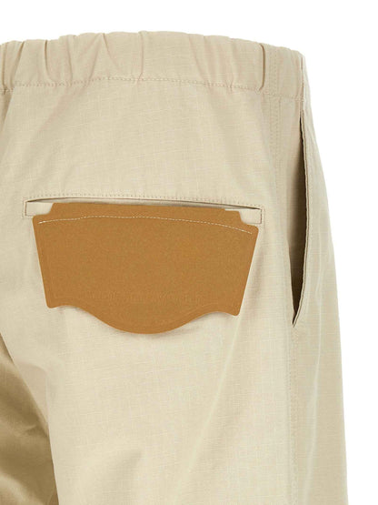 Beige Cotton Athletic Pants