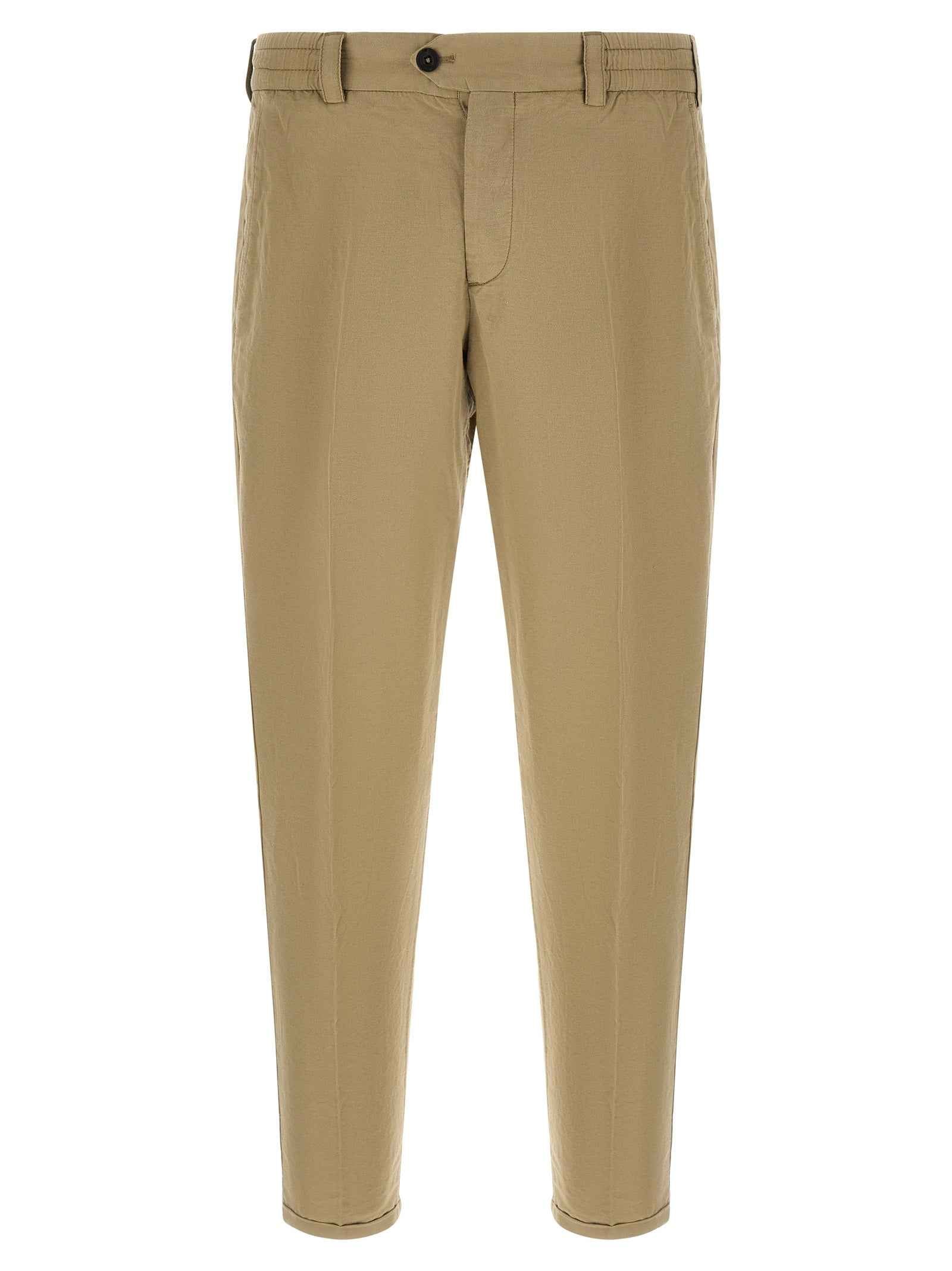 Beige Linen Casual Pants