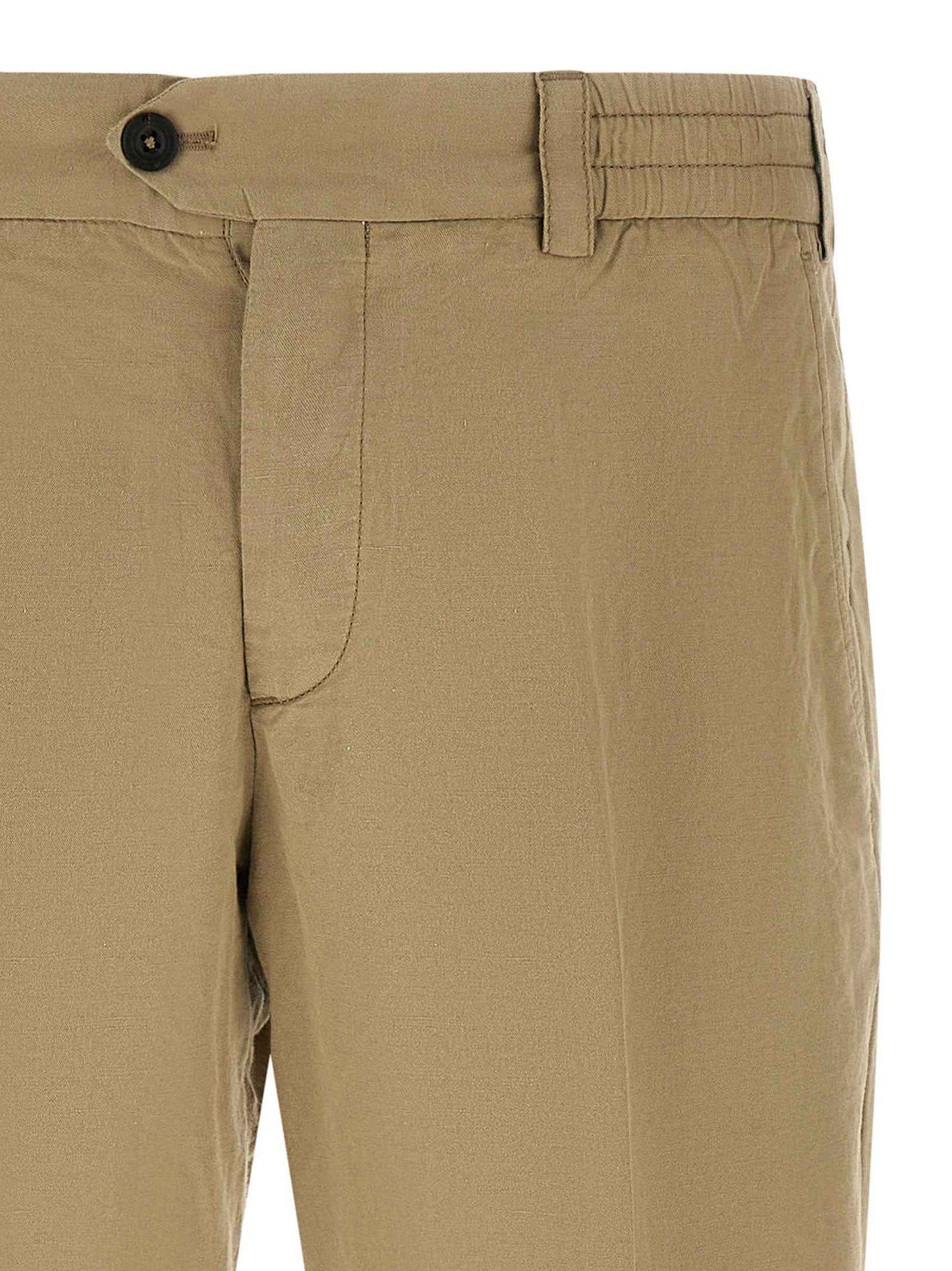 Beige Linen Casual Pants