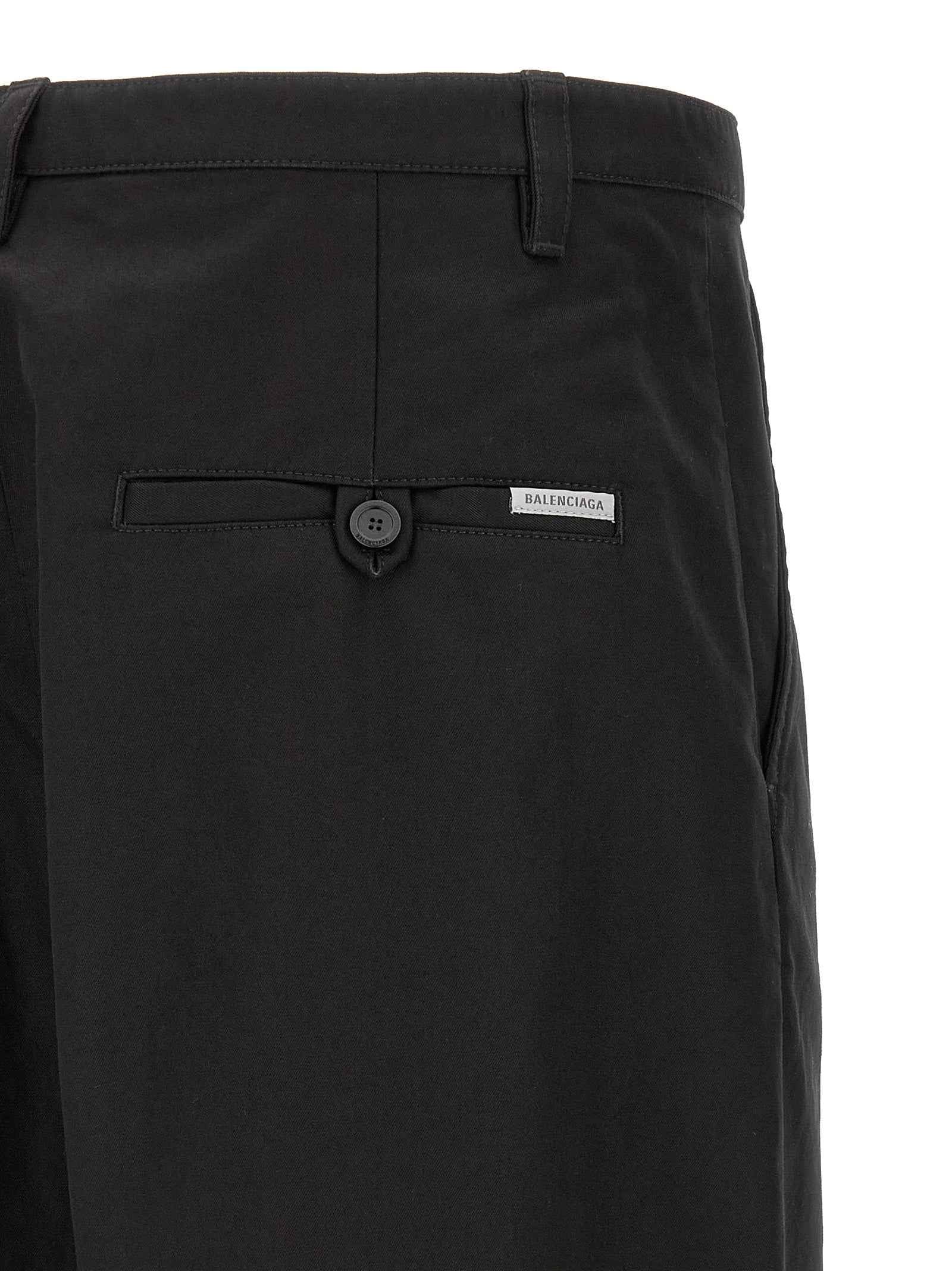 Black Cotton Chino Pants