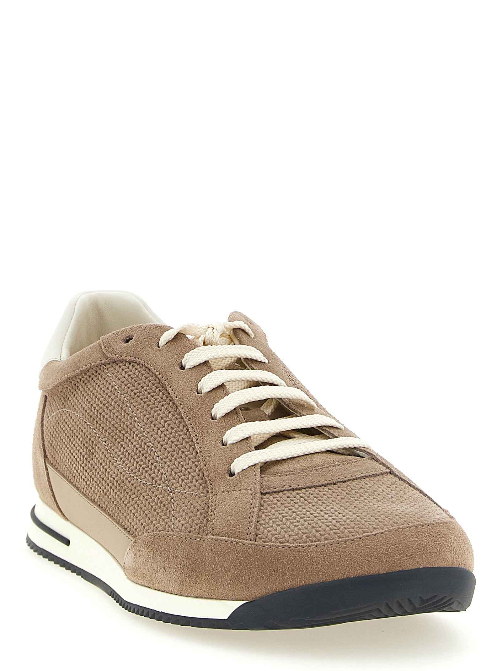 Beige Calfskin Low Top Sneakers