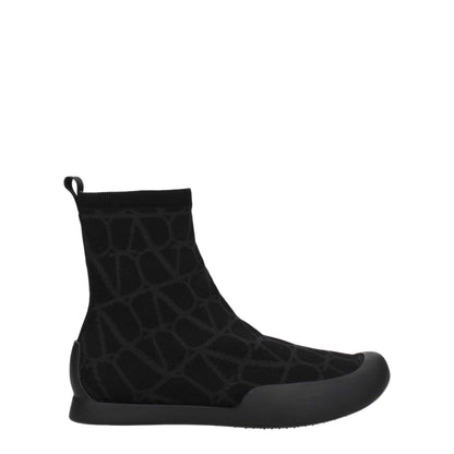 Black Fabric High Top Sneakers