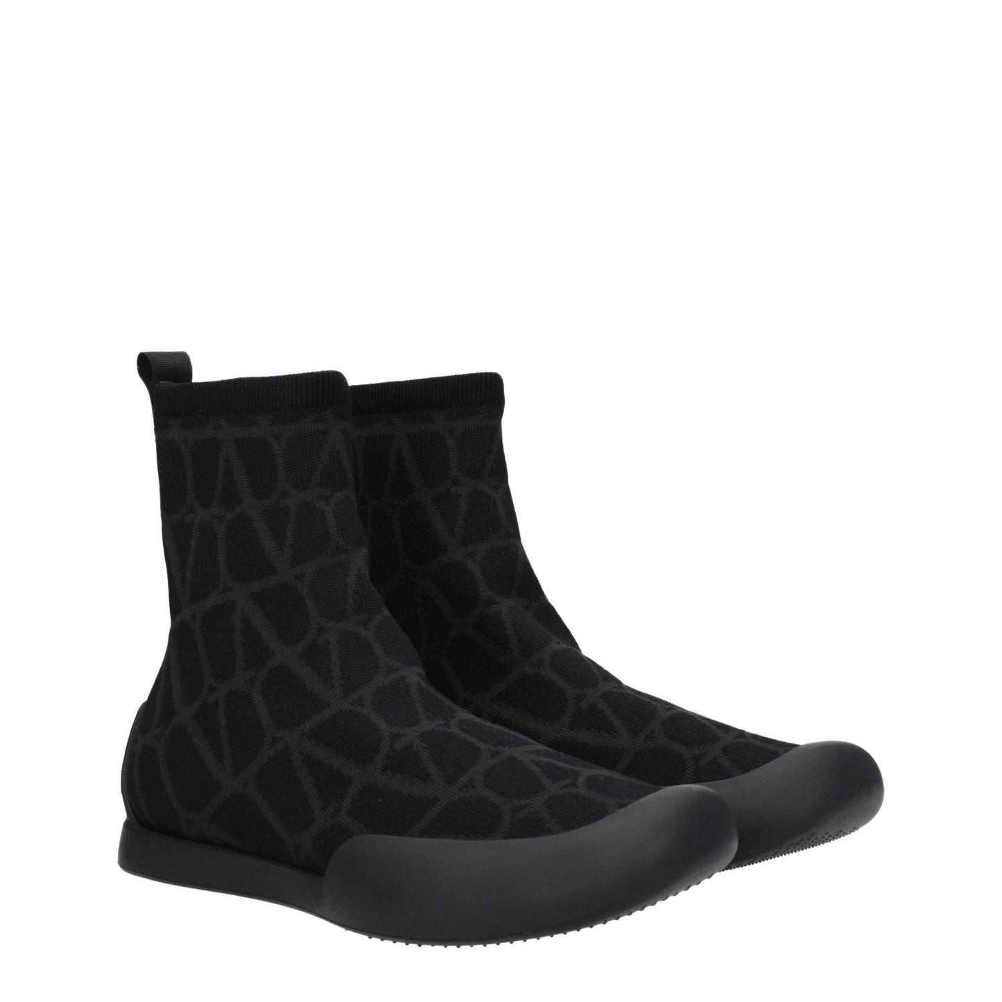 Black Fabric High Top Sneakers