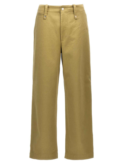 Beige Cotton Casual Pants
