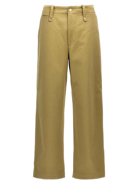 Beige Cotton Casual Pants