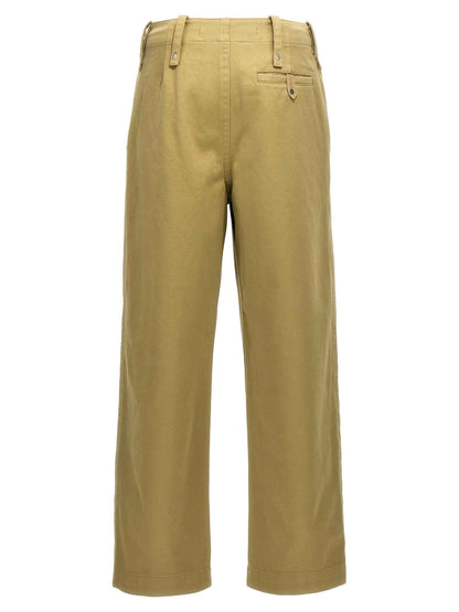 Beige Cotton Casual Pants