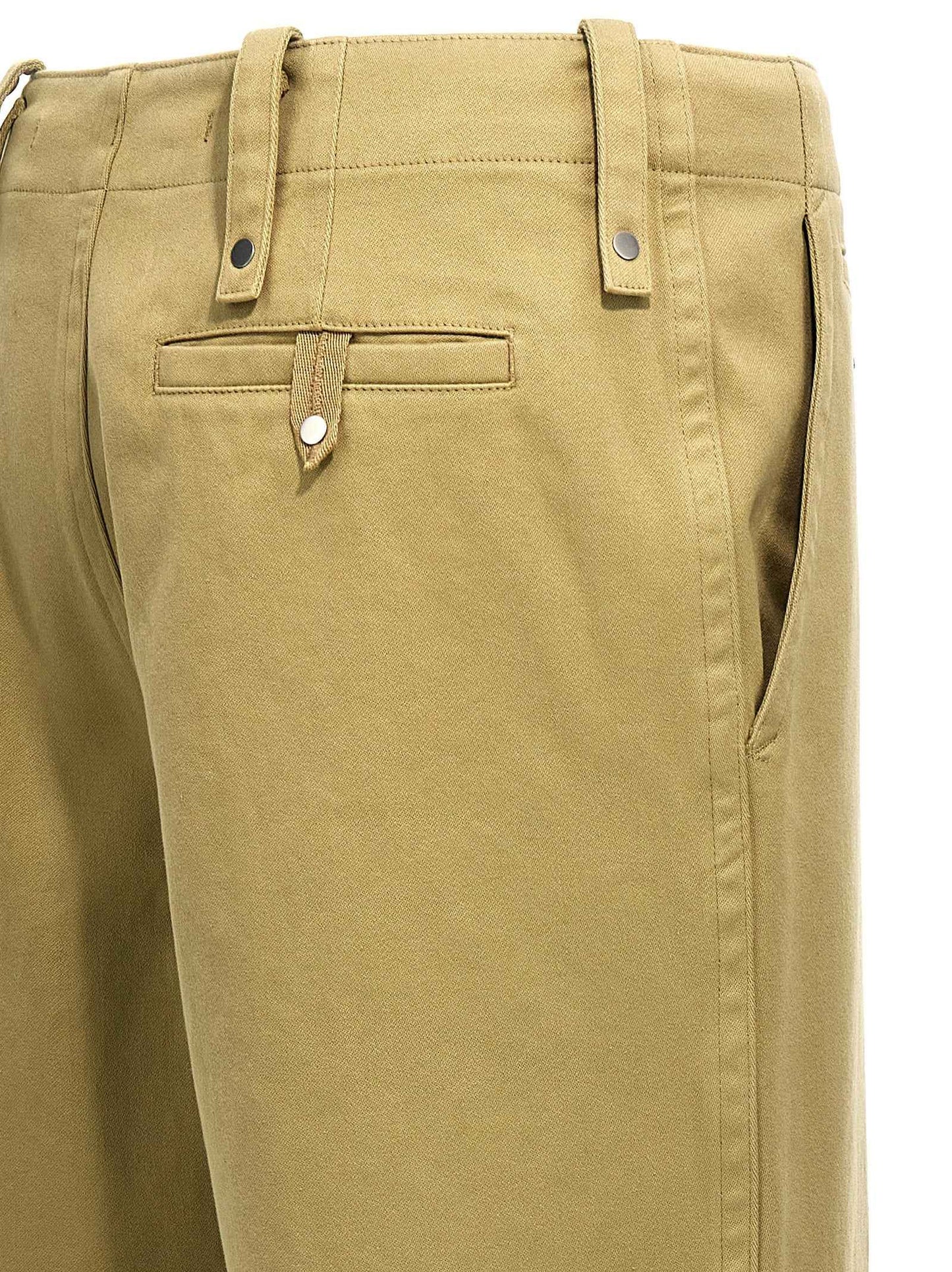 Beige Cotton Casual Pants
