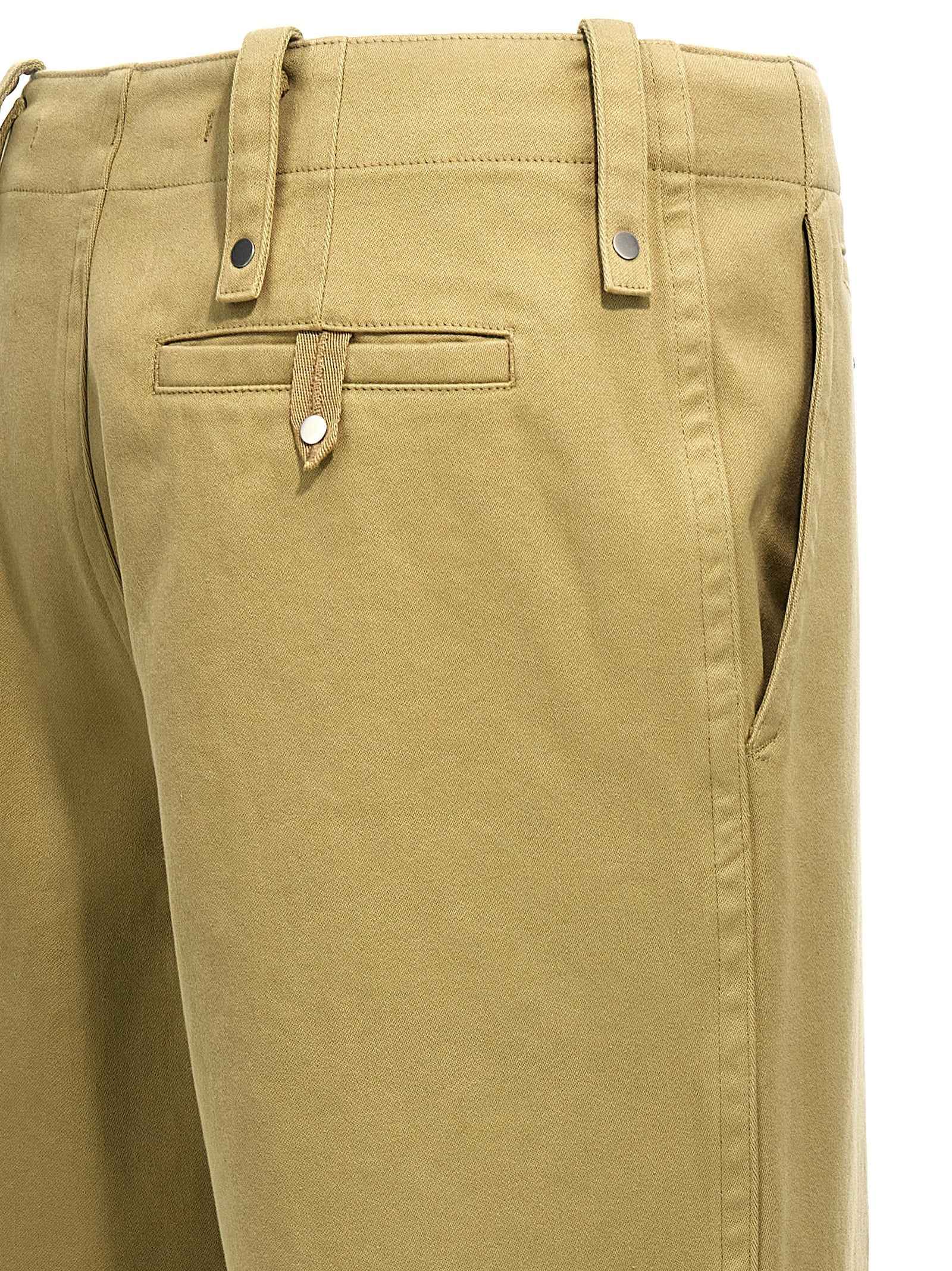 Beige Cotton Casual Pants