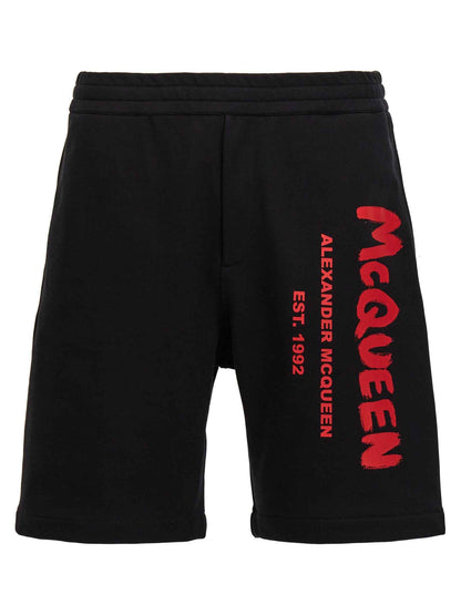 Black Cotton Bermuda Shorts