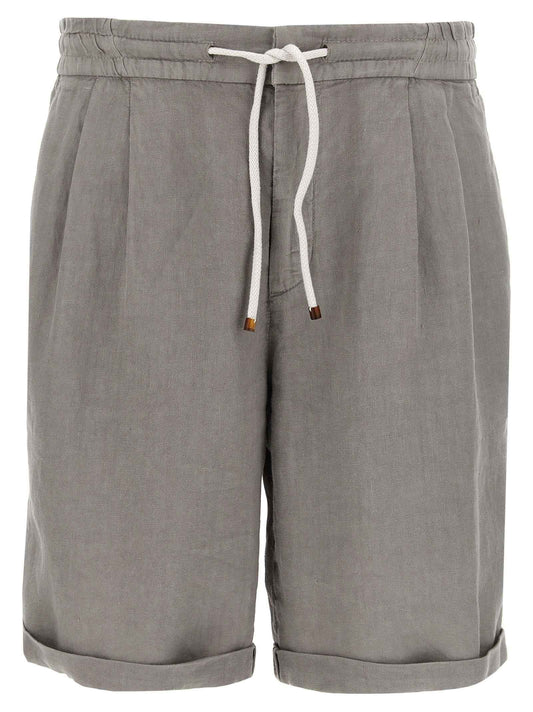 Gray Linen Bermuda Shorts