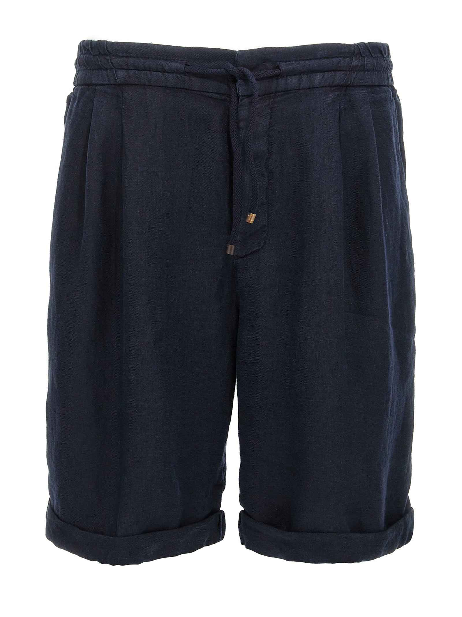 Blue Linen Bermuda Shorts