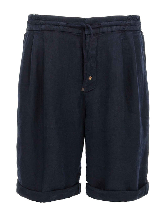 Blue Linen Bermuda Shorts