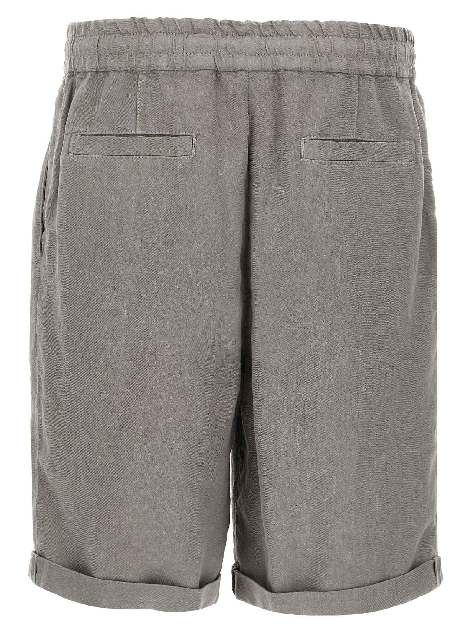 Gray Linen Bermuda Shorts