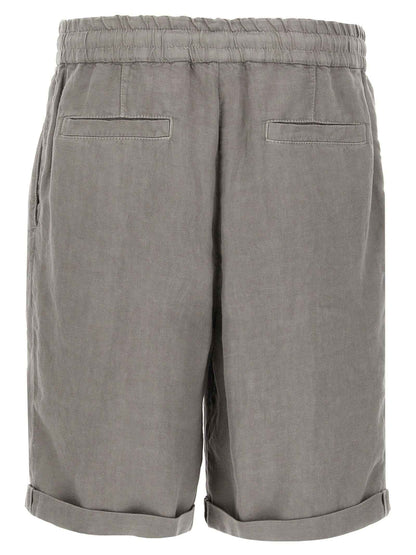 Gray Linen Bermuda Shorts