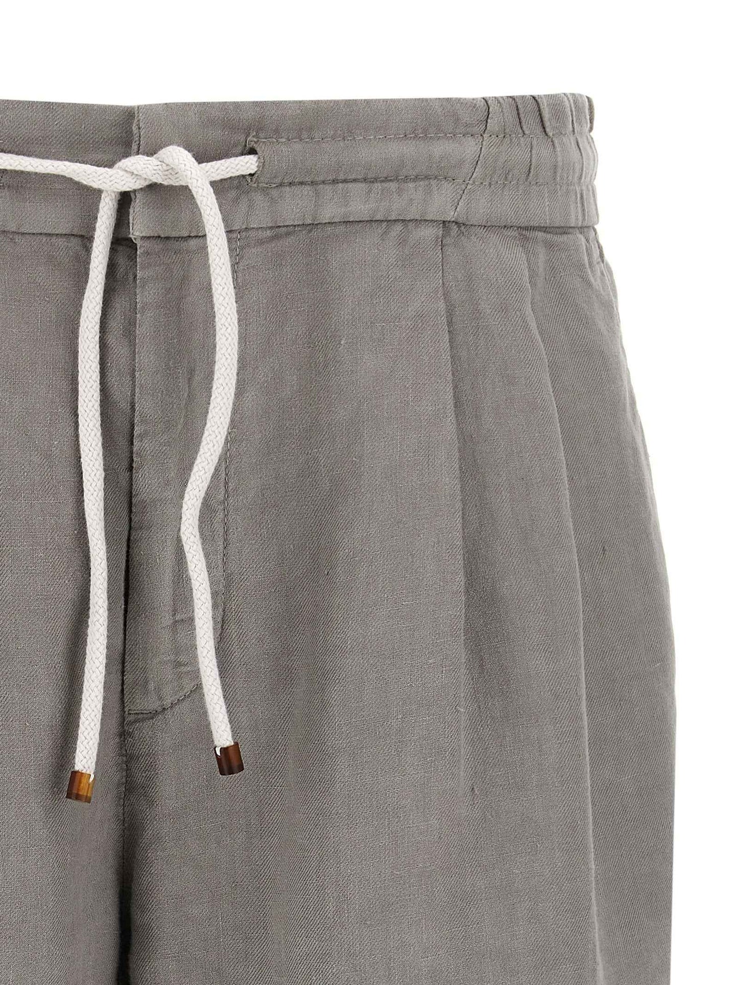 Gray Linen Bermuda Shorts