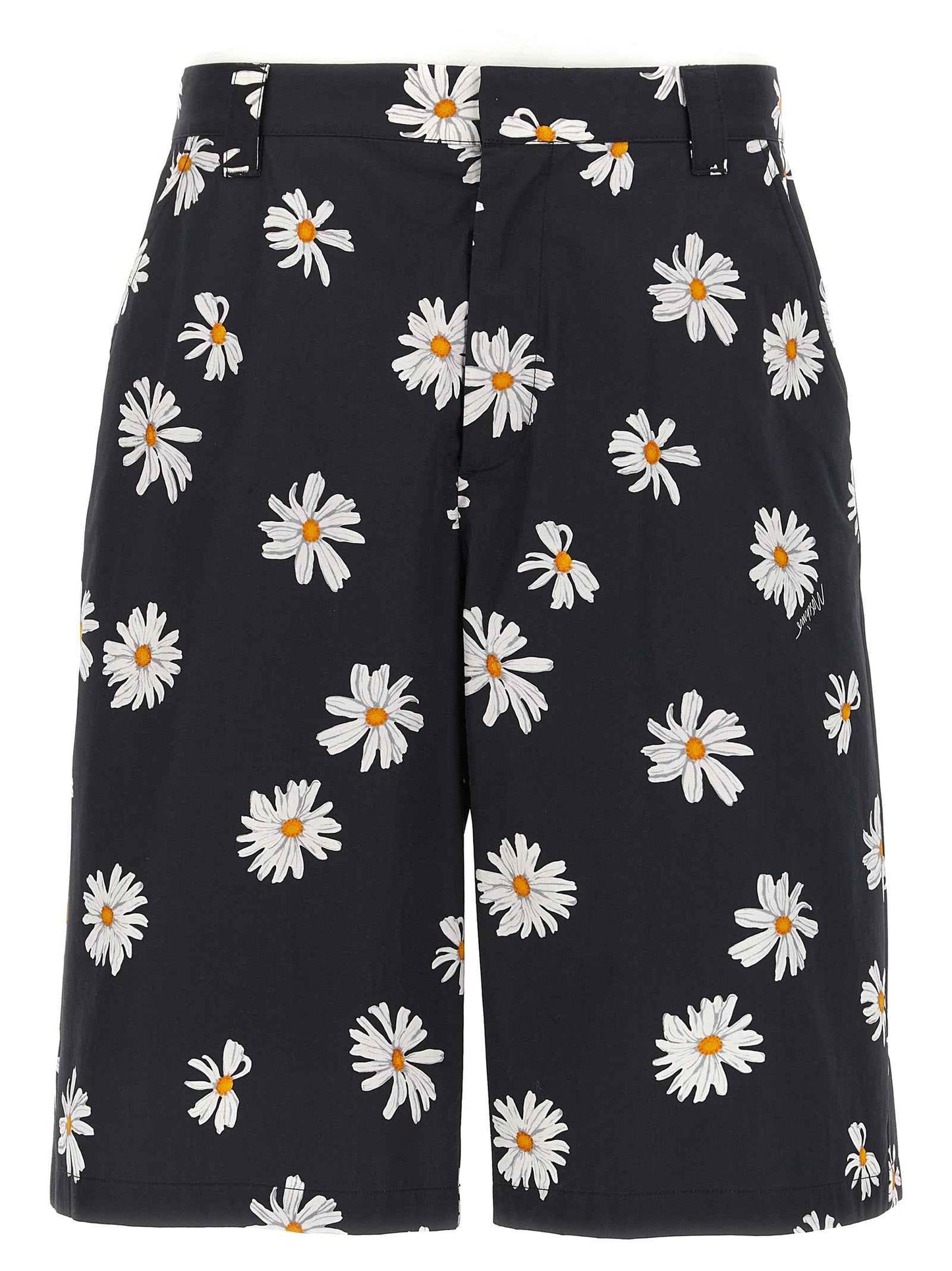 Black Cotton Bermuda Shorts