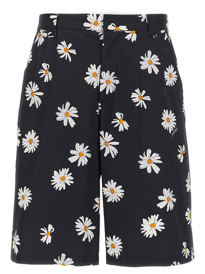 Black Cotton Bermuda Shorts