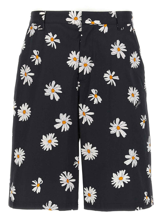 Black Cotton Bermuda Shorts