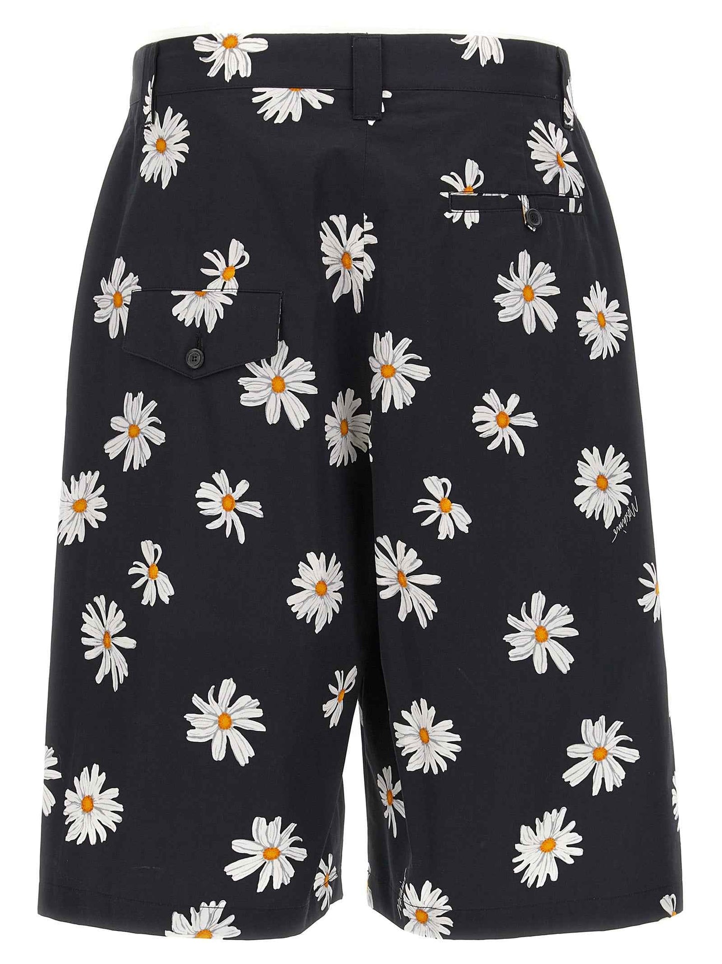 Black Cotton Bermuda Shorts