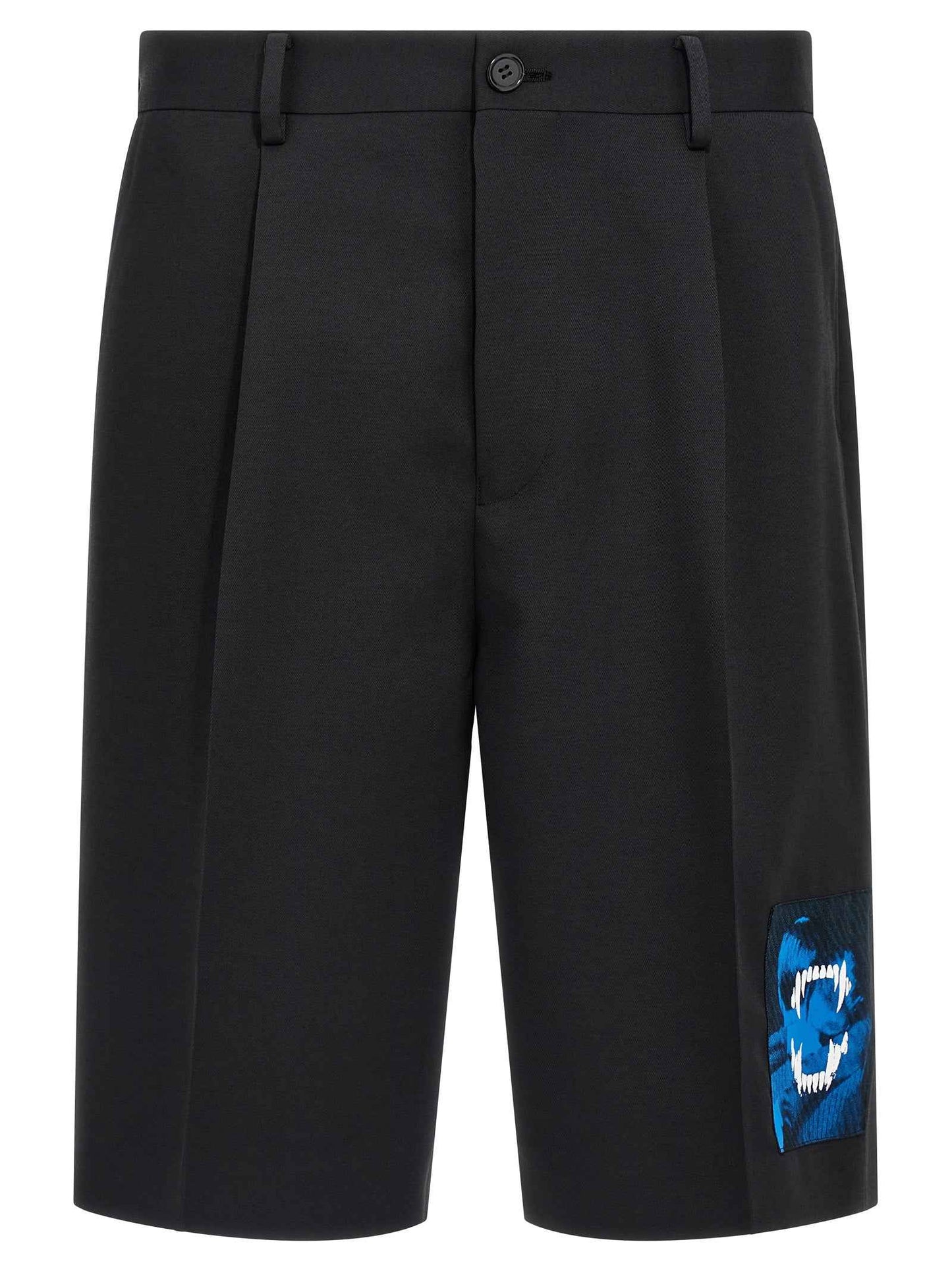 Black Polyester Bermuda Shorts