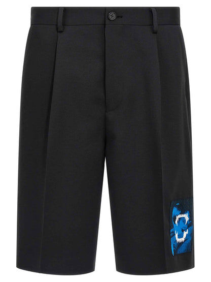 Black Polyester Bermuda Shorts