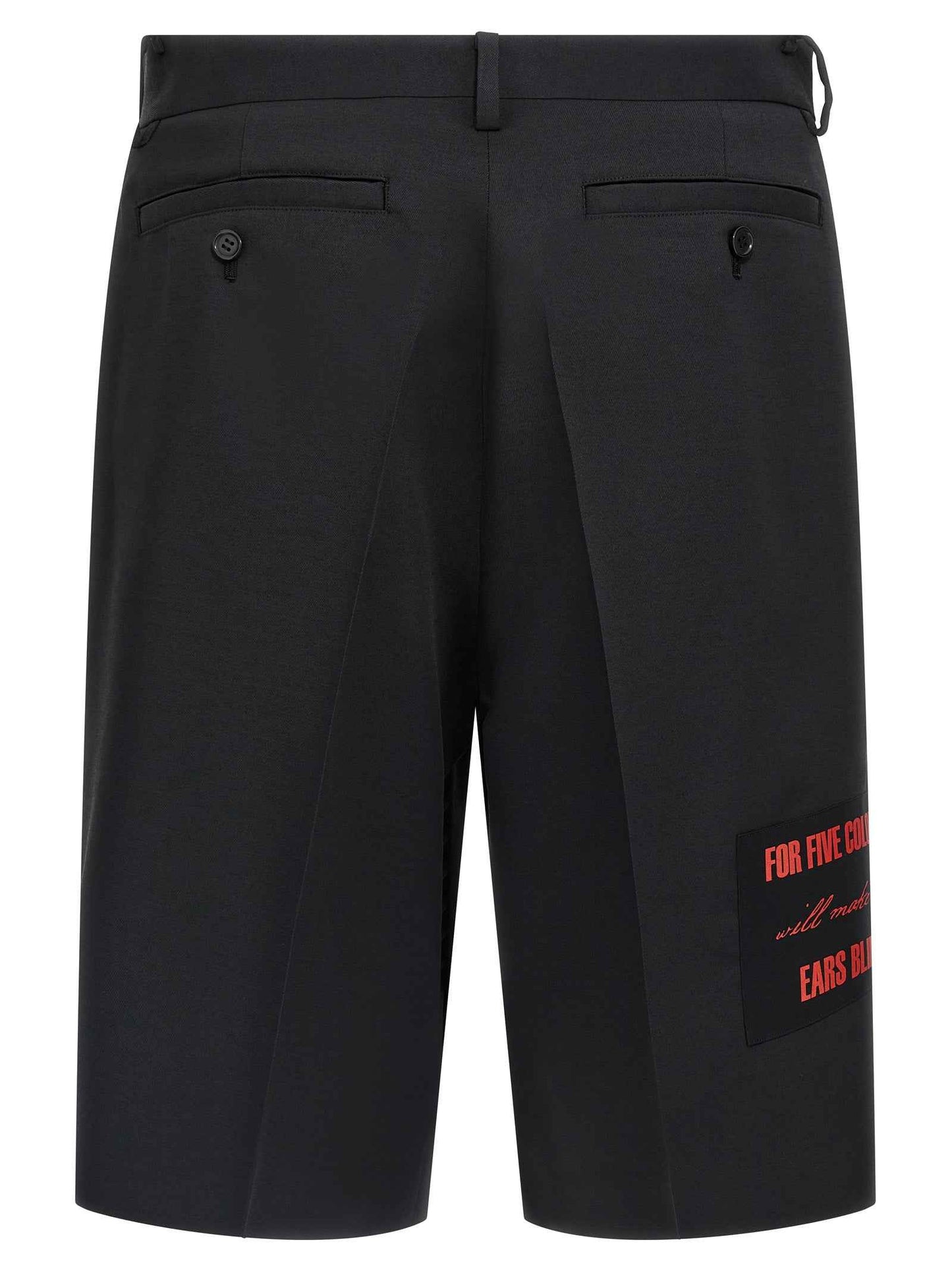 Black Polyester Bermuda Shorts