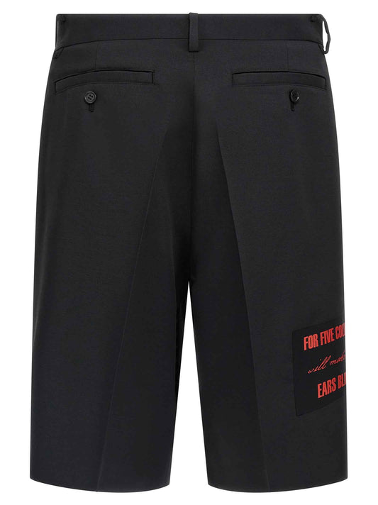 Black Polyester Bermuda Shorts