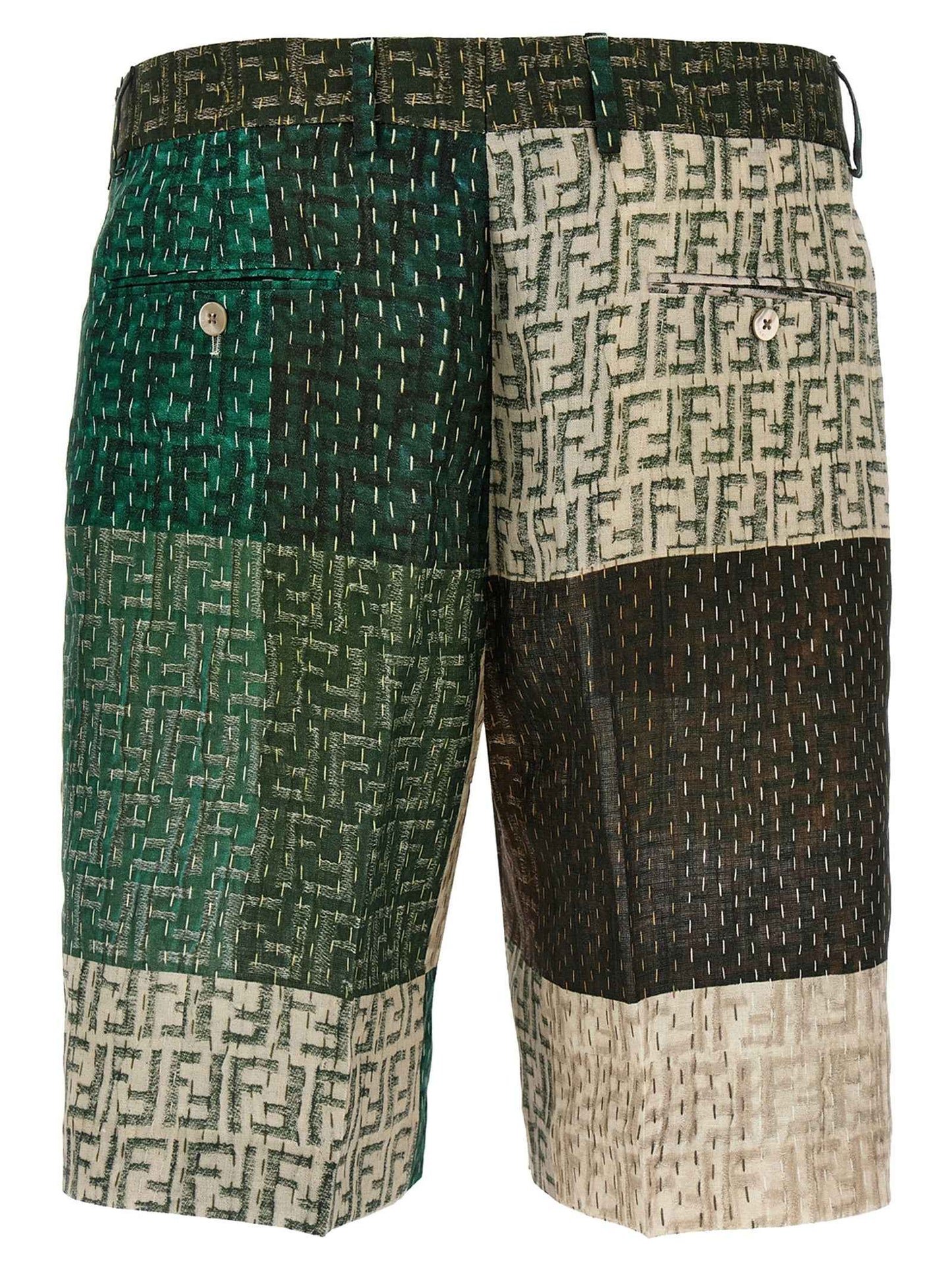 Multicolor Linen Bermuda Shorts
