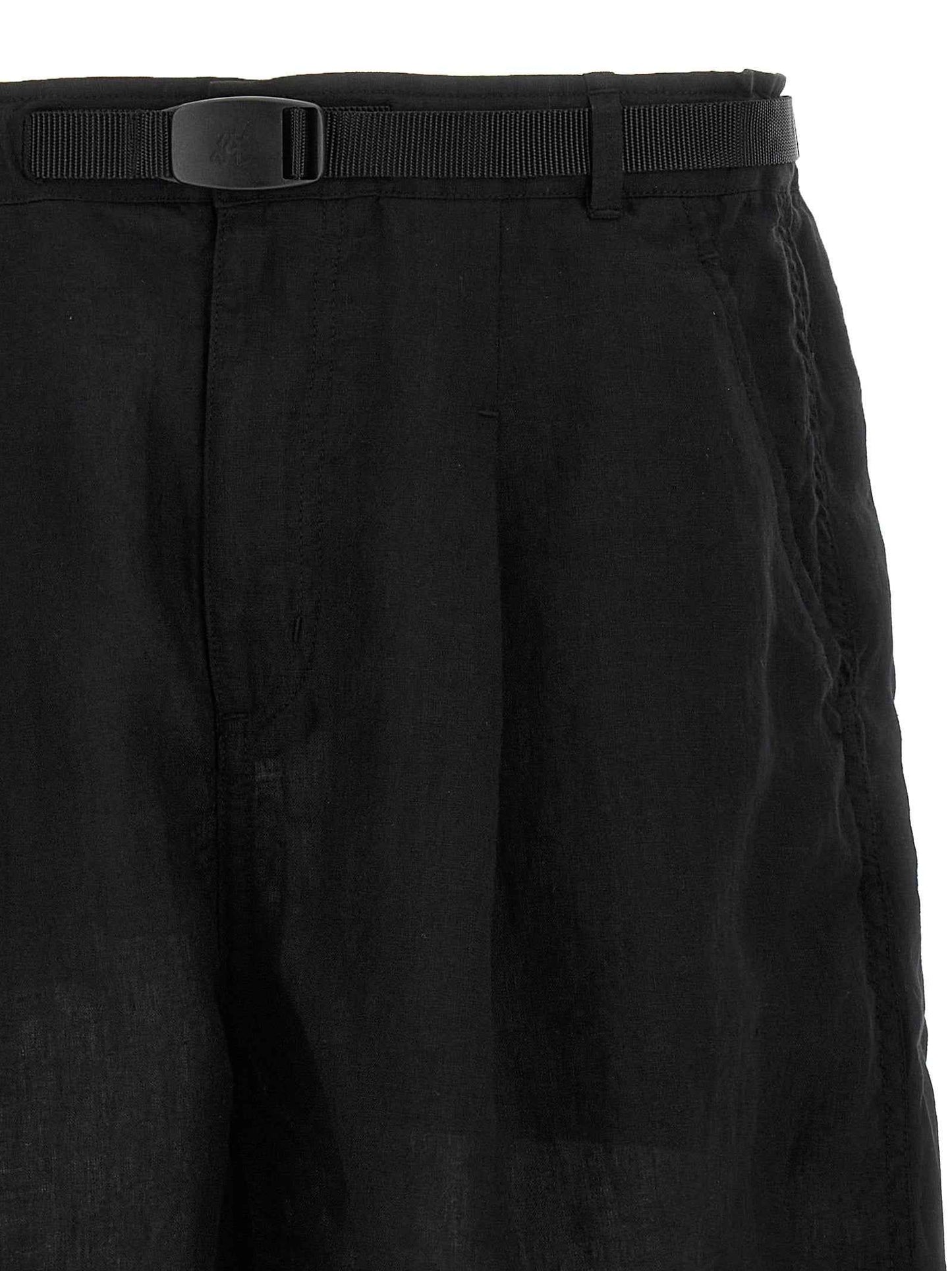 Black Linen Bermuda Shorts