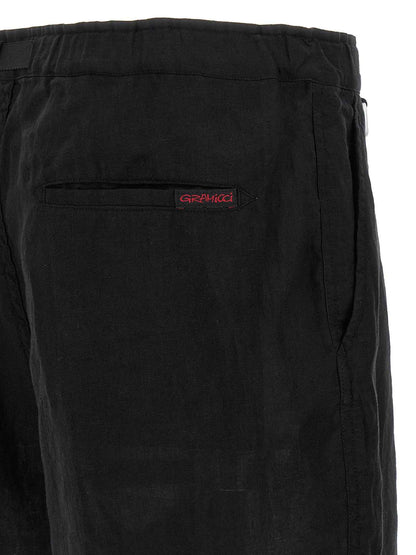 Black Linen Bermuda Shorts