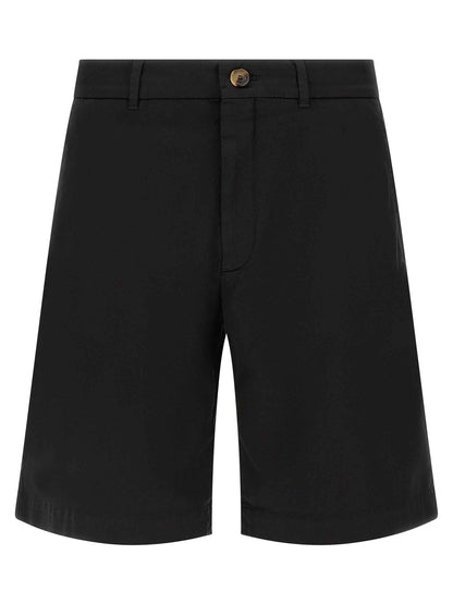 Black Cotton Bermuda Shorts