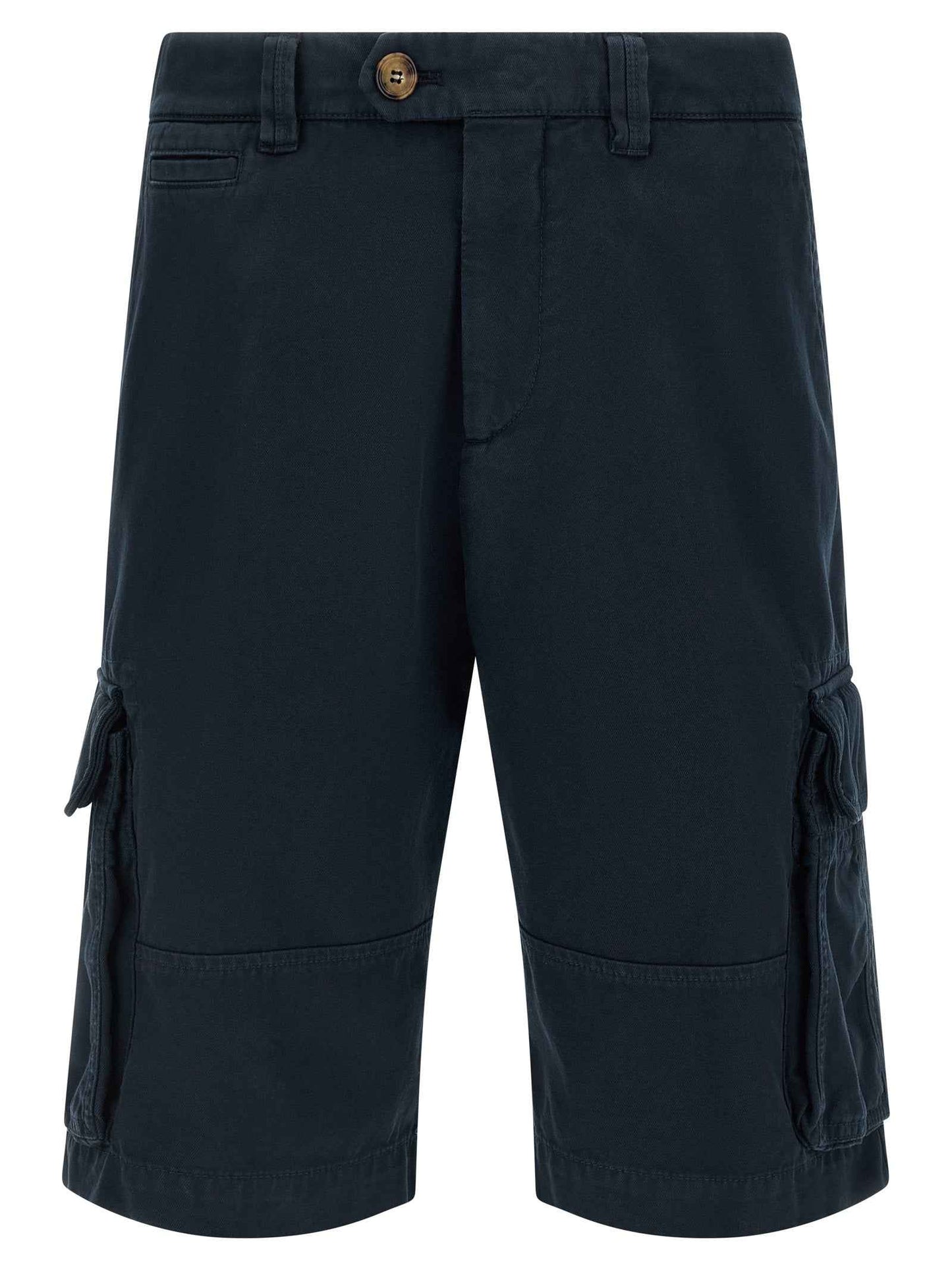 Blue Cotton Bermuda Shorts