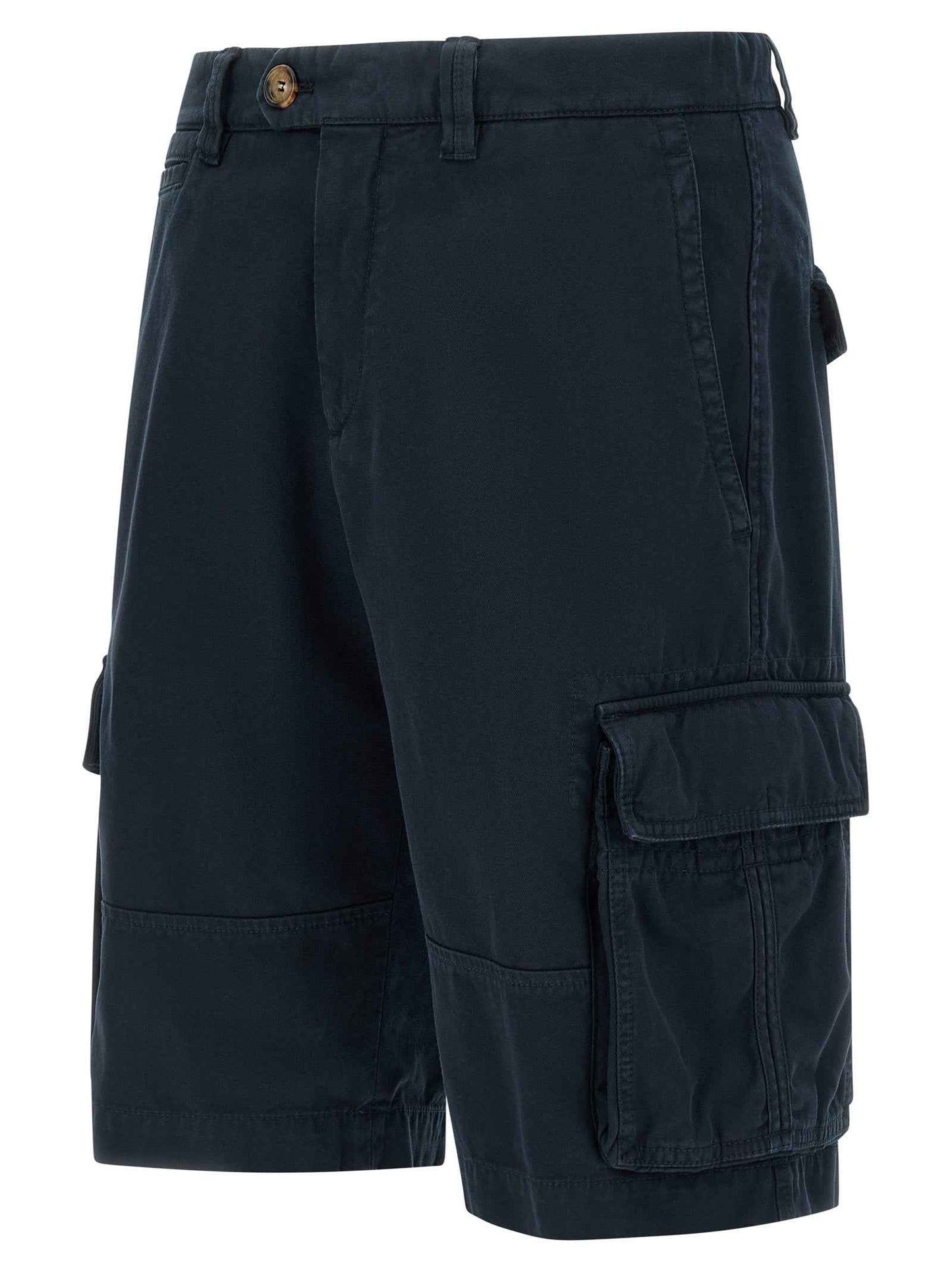 Blue Cotton Bermuda Shorts