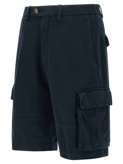 Blue Cotton Bermuda Shorts