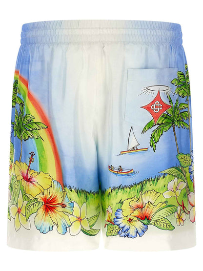Multicolor Silk Bermuda Shorts