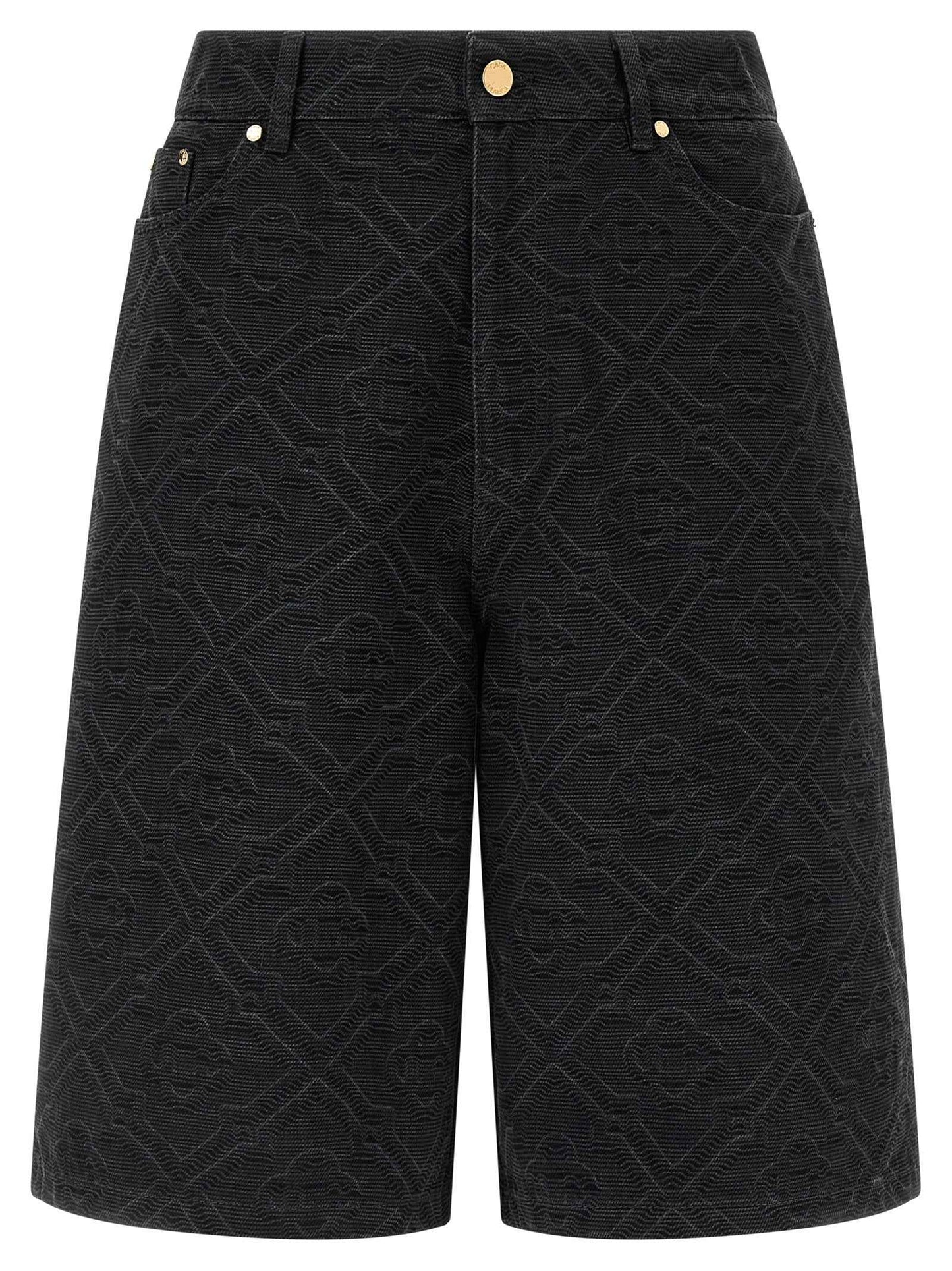 Black Cotton Bermuda Shorts