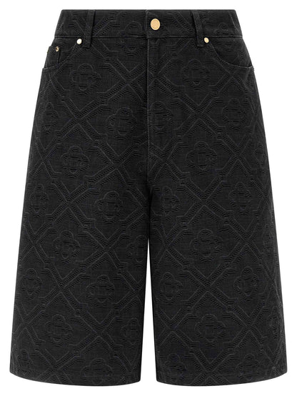 Black Cotton Bermuda Shorts