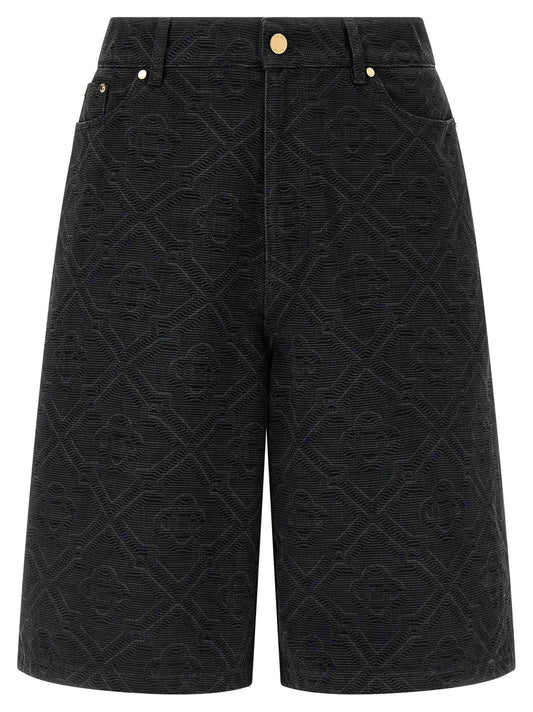 Black Cotton Bermuda Shorts