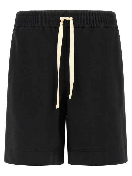Black Cotton Bermuda Shorts