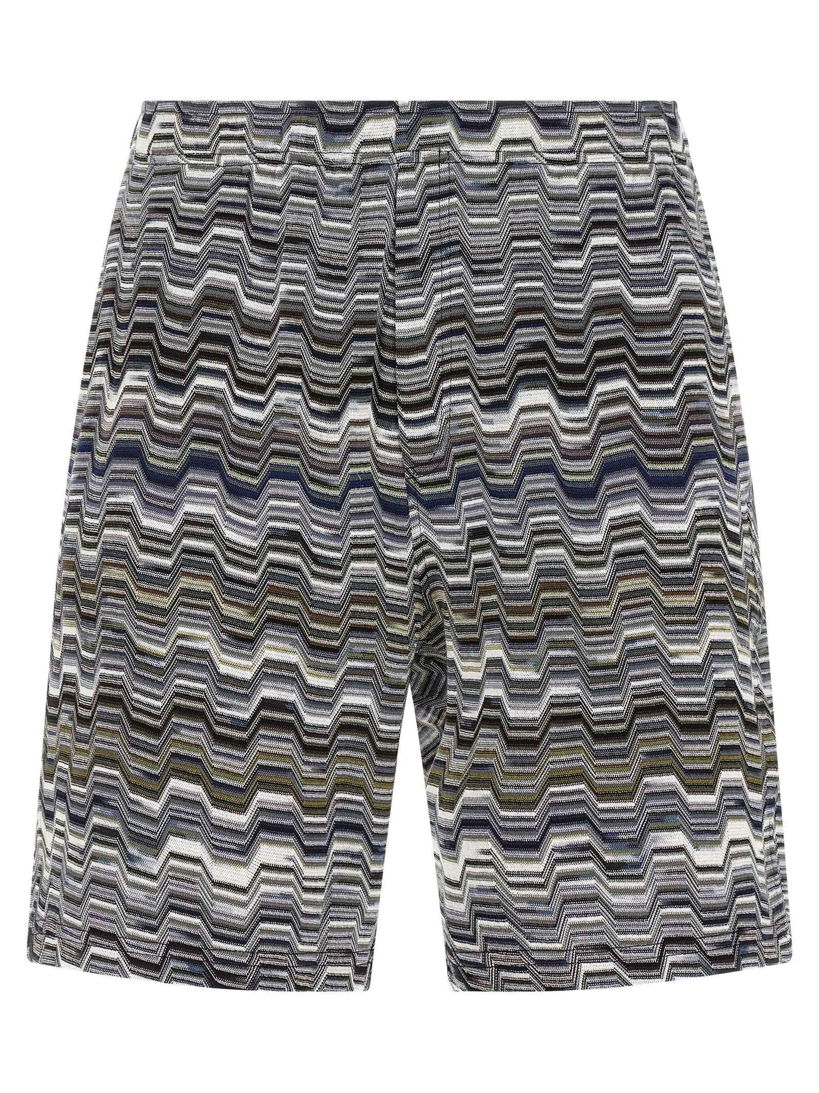 Bicolor Cotton Bermuda Shorts