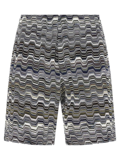 Bicolor Cotton Bermuda Shorts
