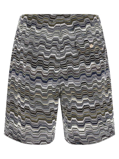 Bicolor Cotton Bermuda Shorts