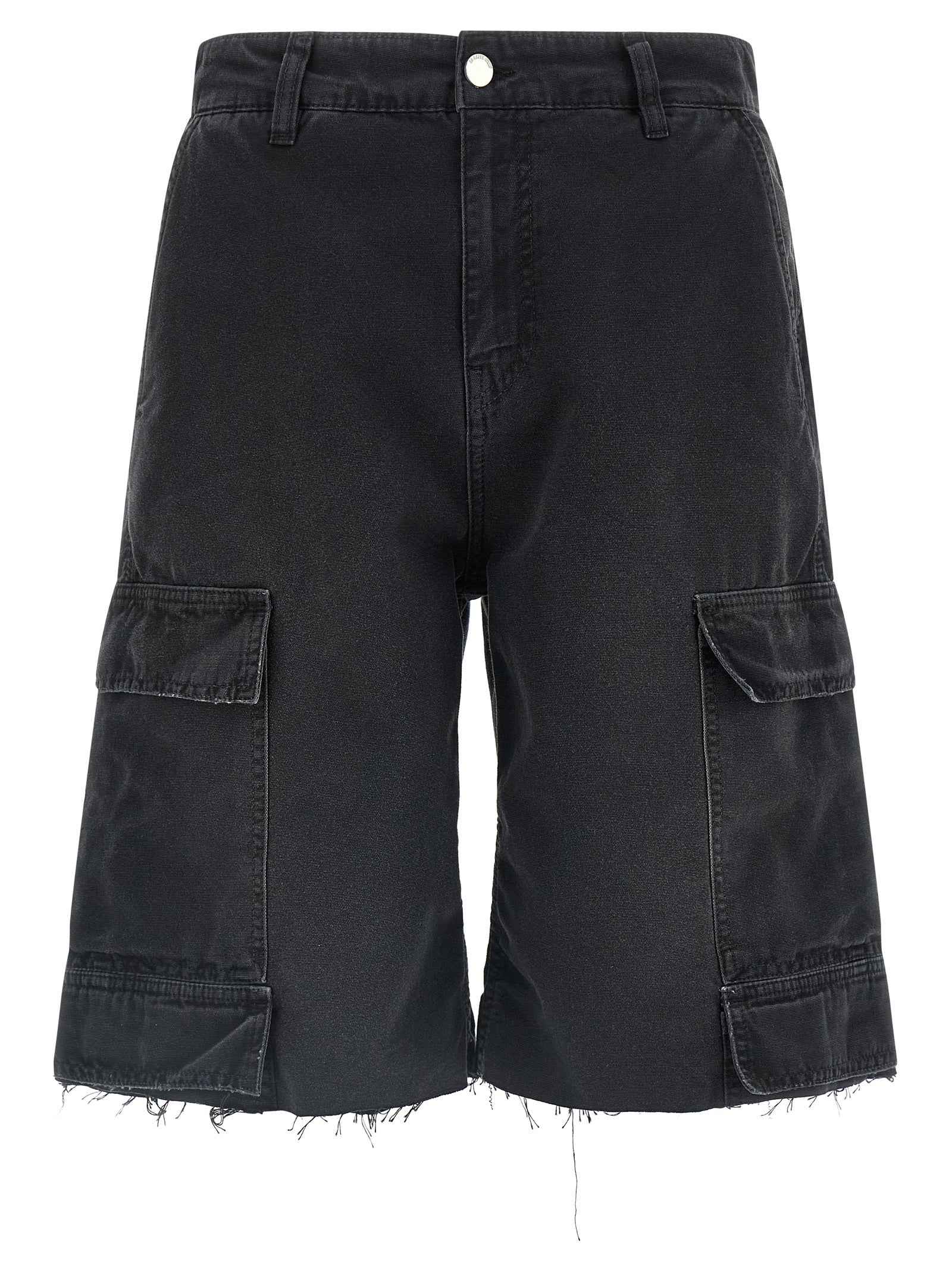 Black Cotton Bermuda Shorts