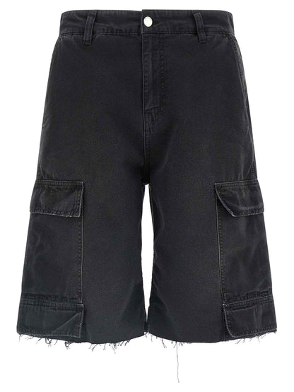 Black Cotton Bermuda Shorts